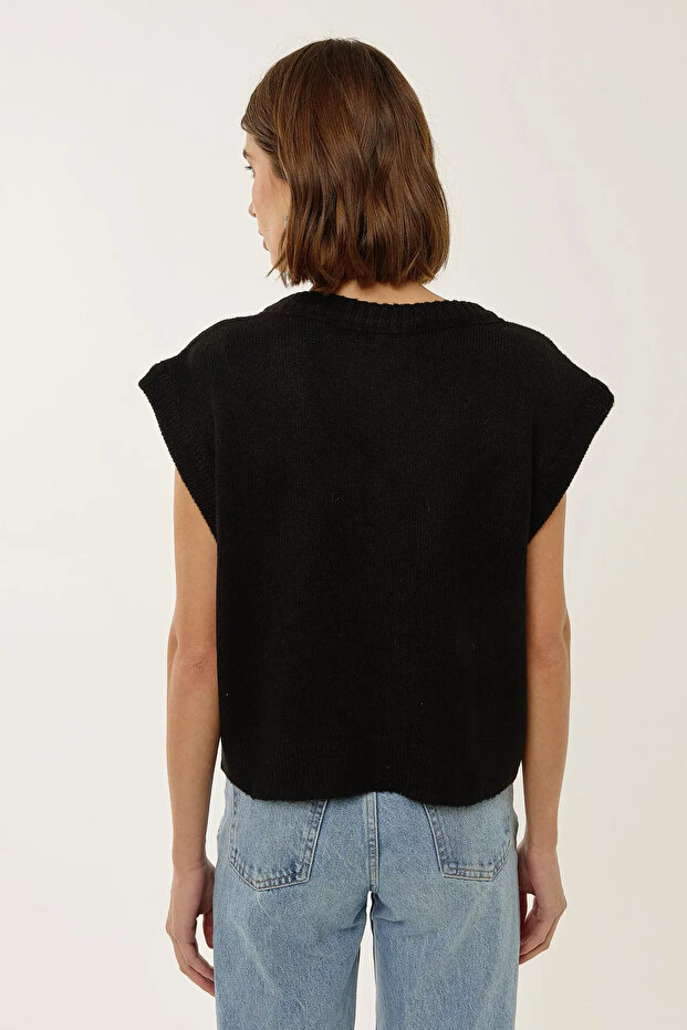 V Yaka Crop Süveter - 5