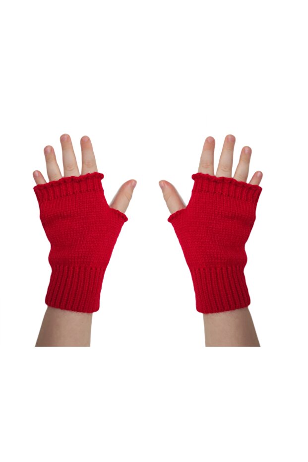 Unisex Çocuk Parmaksız Kışlık Örme Triko Eldiven - 1