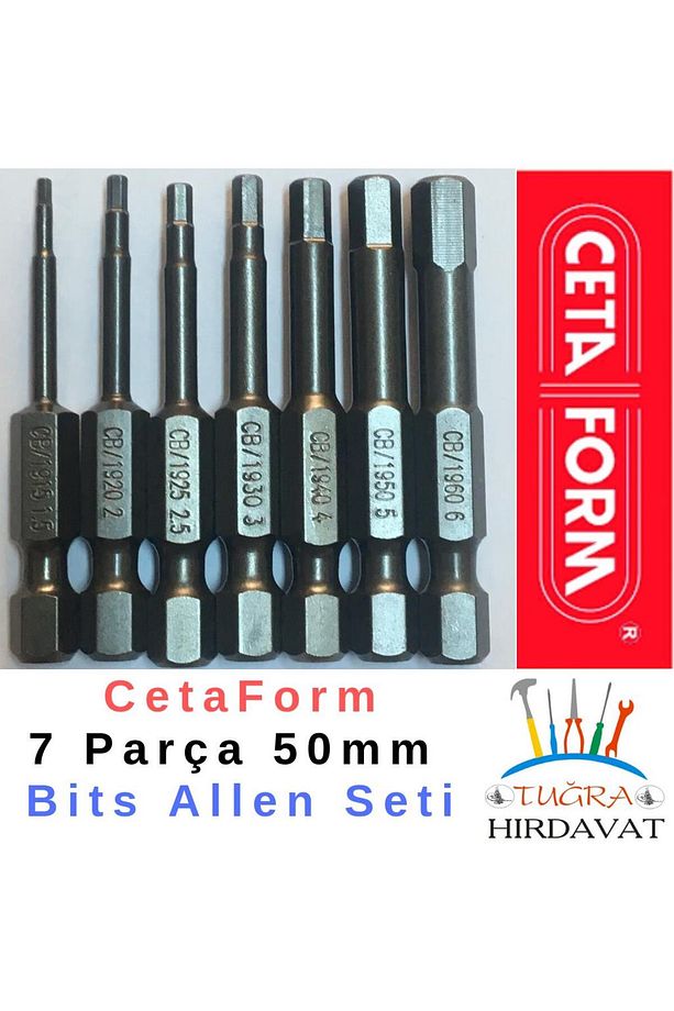 CetaForm 7 Adet x 5cm Takım Manyetik Bits Allen Alyan Matkap Ucu - 1