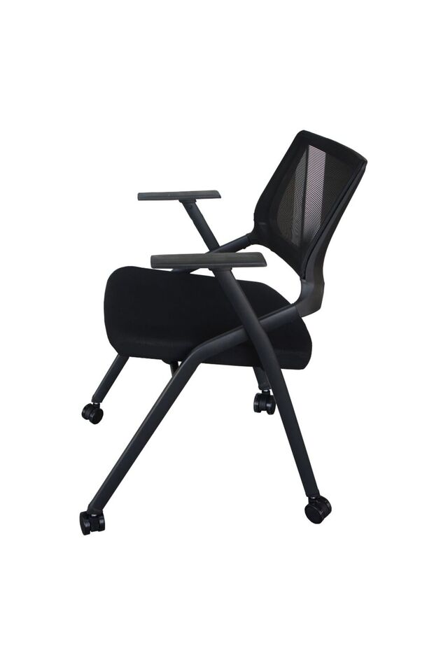 SL 632L Folding Chair with Wheels for Home, Study Chair Can Withstand upto 150kg - Black