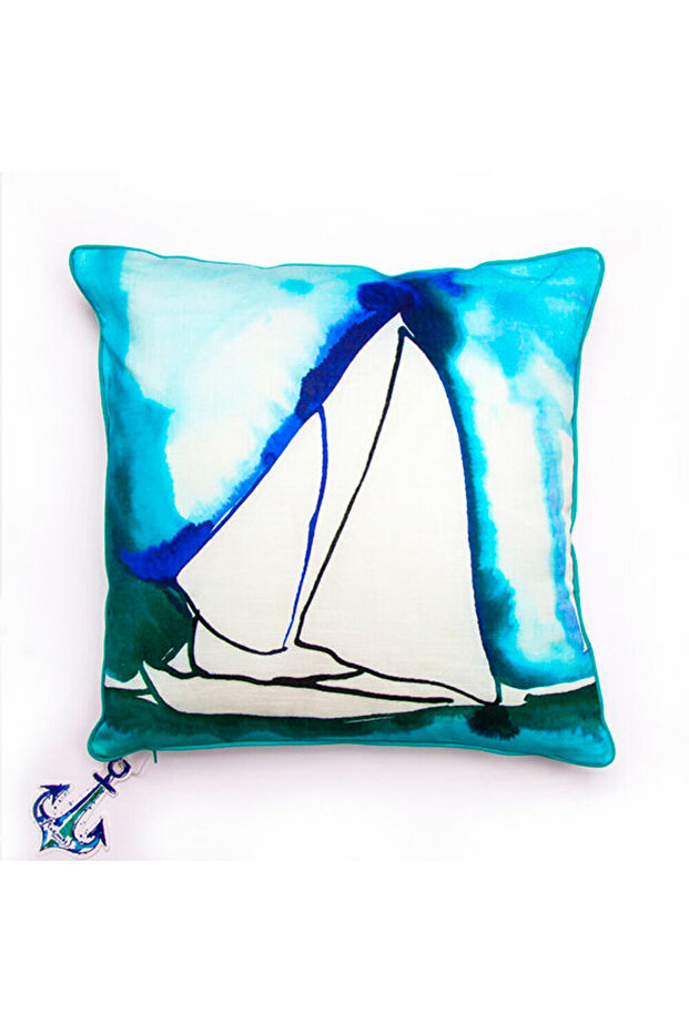 Sail Patterned Square Decorative Pillow