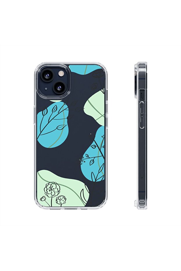 حافظة هاتف آيفون 14 بلس شفافة مطبوع عليها نقوشات شفافة متينة للهاتف - 1