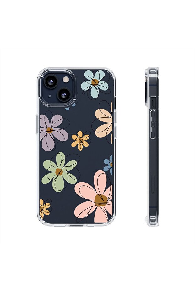 حافظة هاتف آيفون 14 بلس شفافة مطبوع عليها نقوشات شفافة متينة للهاتف - 1