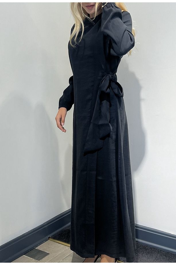 Modal Kumaş Siyah Elbise - 2