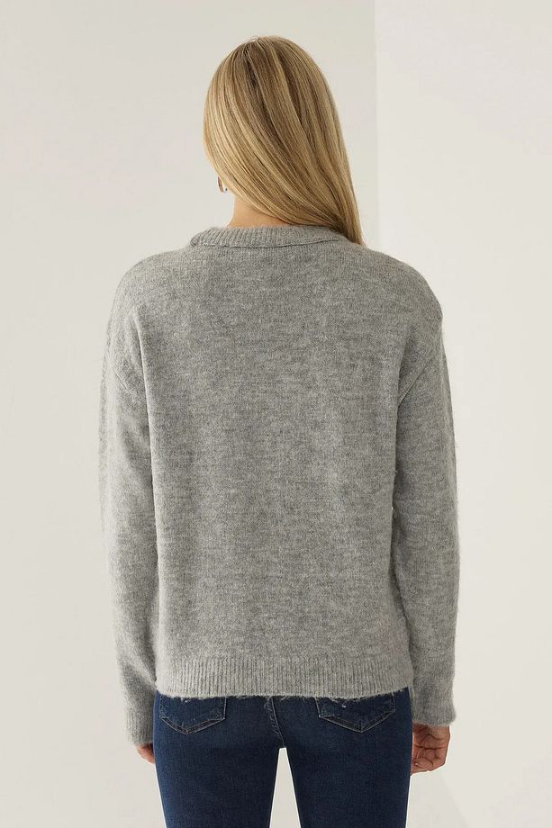 Relaxed Fit Cherry Desenli Triko Kazak - 4