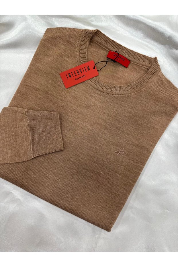 Interview Woven Fabric Wool Cycling Collar Salmon Sweater