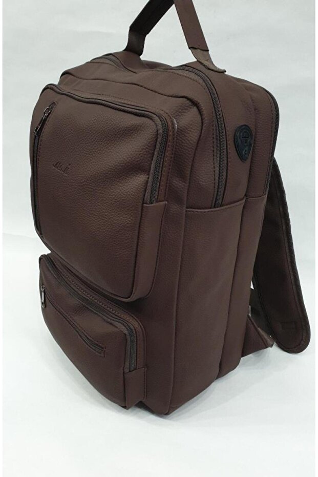Imitation Leather Laptop Backpack - 7