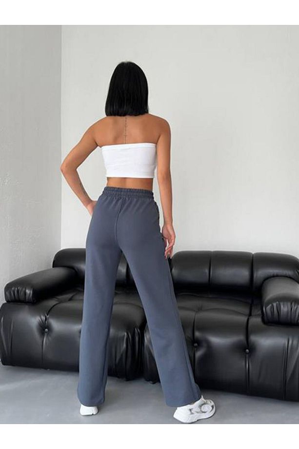Geniş Paça Yüksel Bel Modal Kumaş Eşofman Altı - 3
