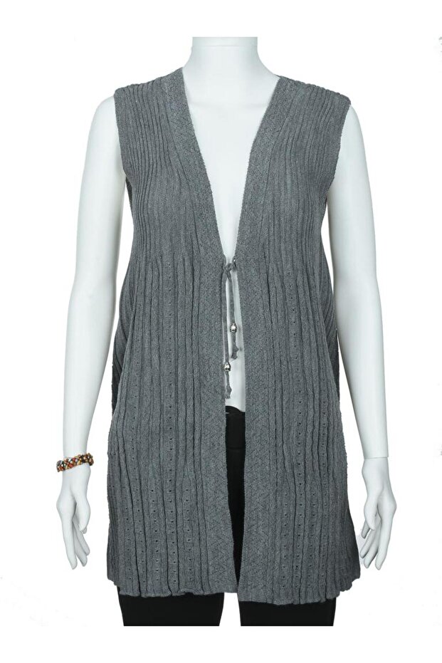 Buttonless Model Lace-Up Women's Knitwear Vest