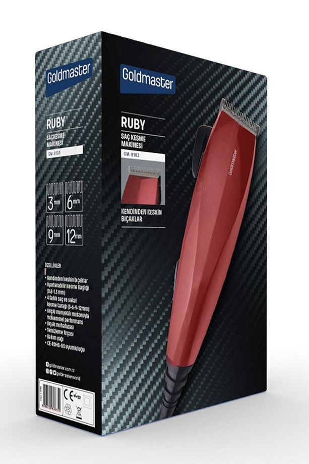 Ruby Sessiz Çalışan Güçlü Motor Paslanmaz Çelik Bıçaklı Kırmızı Saç Ve Sakal Şekillendirme Makinesi - 4