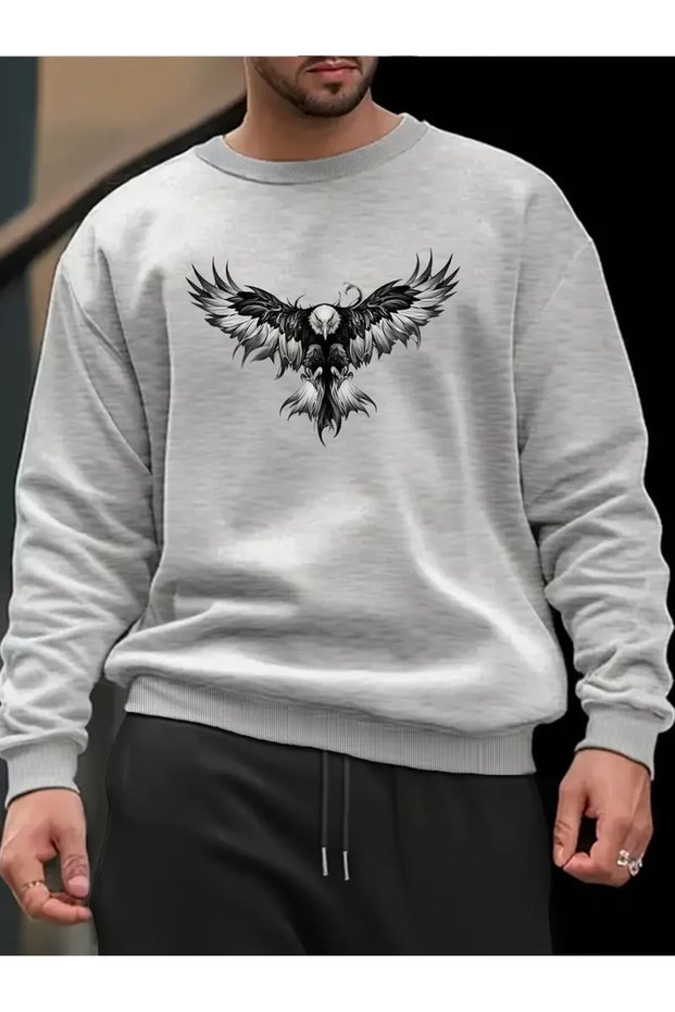 Eagle Printed Unisex Cycling Neck Sweatshirt