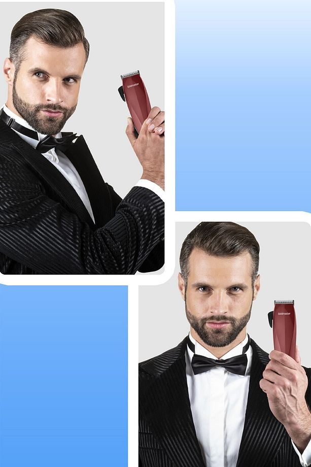 Ruby Sessiz Çalışan Güçlü Motor Paslanmaz Çelik Bıçaklı Kırmızı Saç Ve Sakal Şekillendirme Makinesi - 3