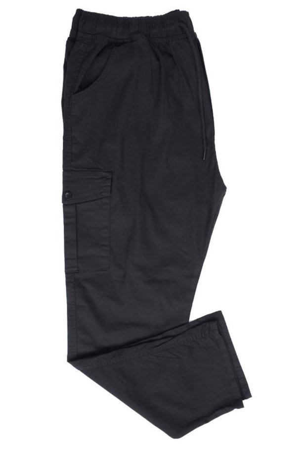 Oversize Multi-Pocket Trousers with Elastic Waist Black Color