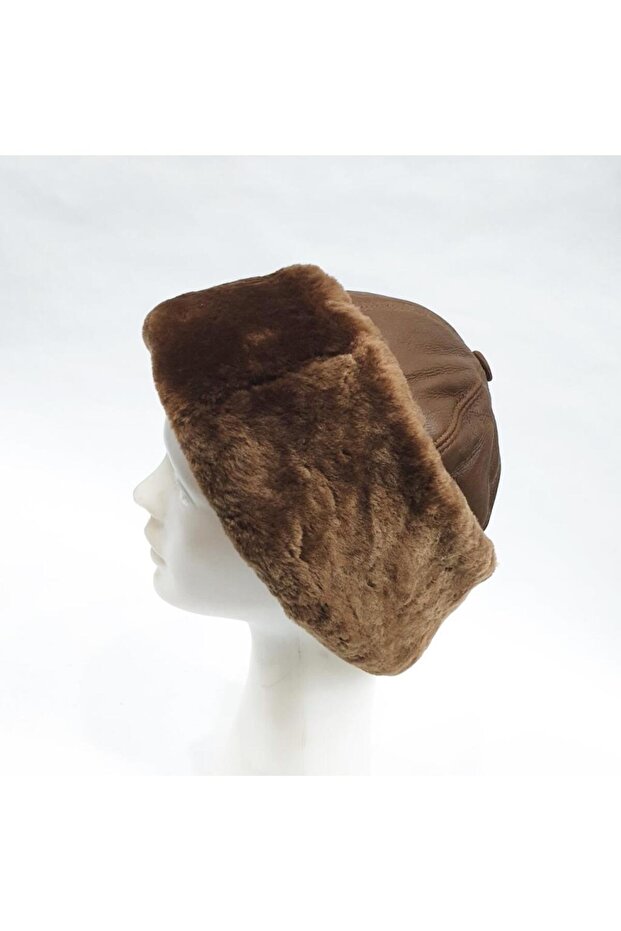 Tan Colored Chechen Model Fur Beret