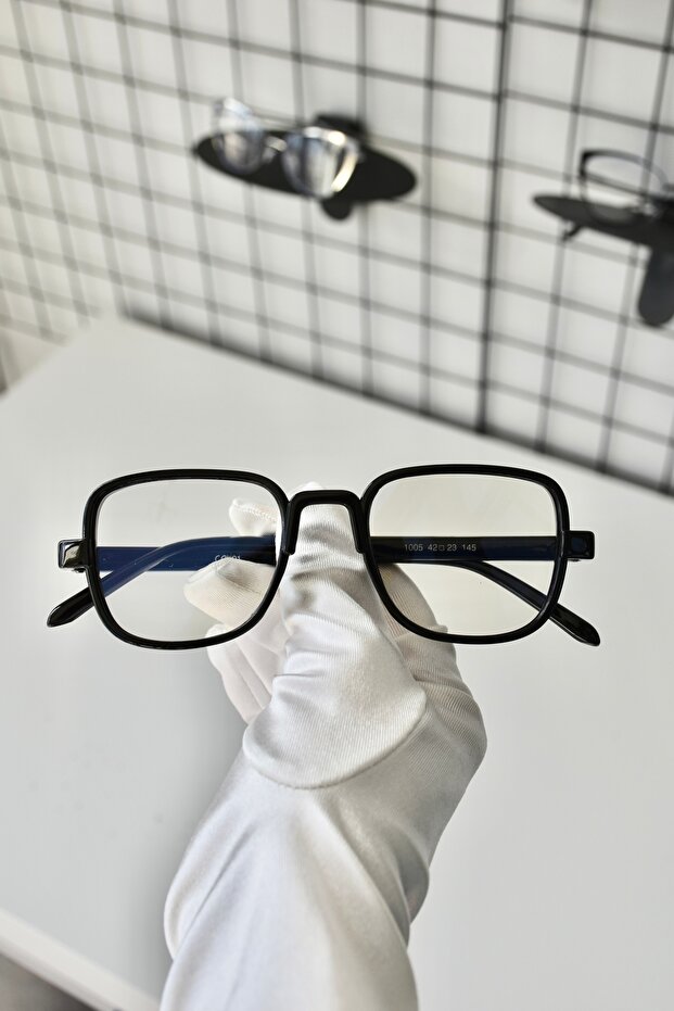 Freemason Black Square Rectangle Bone Clear Women Men Unisex Blue Screen Goggle Eyewear