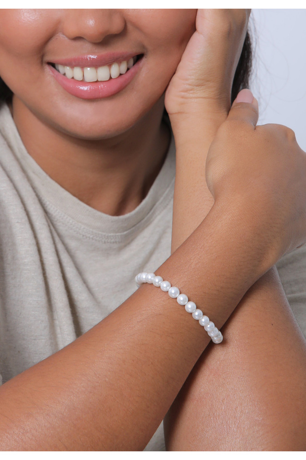 Dámsky klasický náramok s perlami z mušľového jadra zo striebra 925 - 5