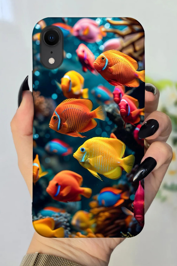 حافظة سيليكون مطبوعة بنمط سمكة متوافقة مع هاتف Apple iPhone XR