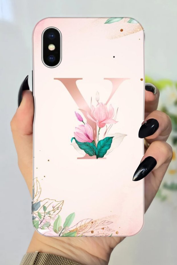 حافظة سيليكون متوافقة مع هاتف Apple iPhone Xs مطبوعة بنمط حرف Y