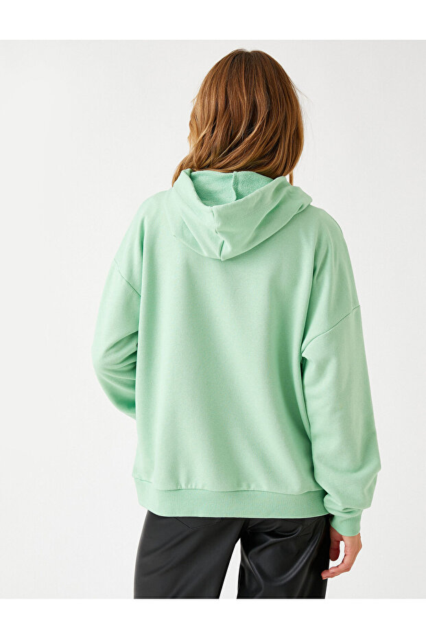 Baskılı Sweatshirt Kapüşonlu - 4