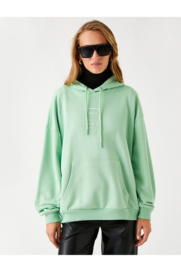 Baskılı Sweatshirt Kapüşonlu - 3