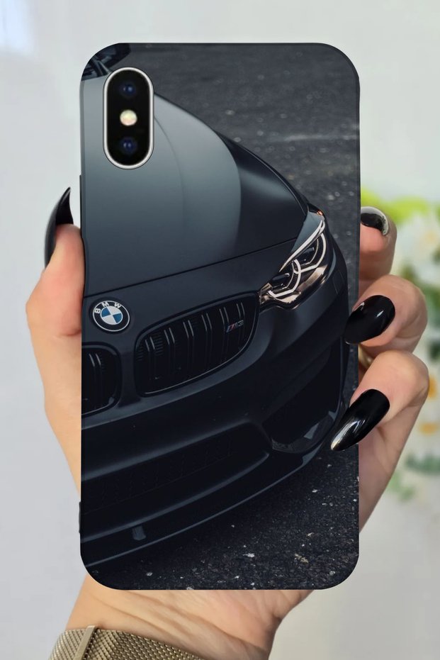 جراب سيليكون مطبوع عالي الدقة متوافق مع هاتف Apple iPhone Xs ونمط سيارة BMW