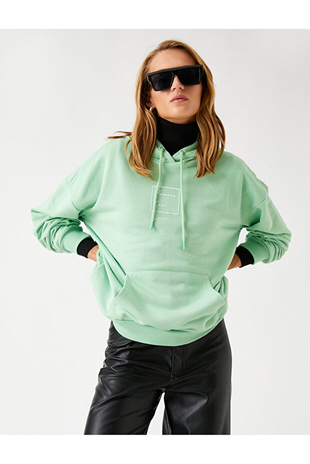 Baskılı Sweatshirt Kapüşonlu - 2