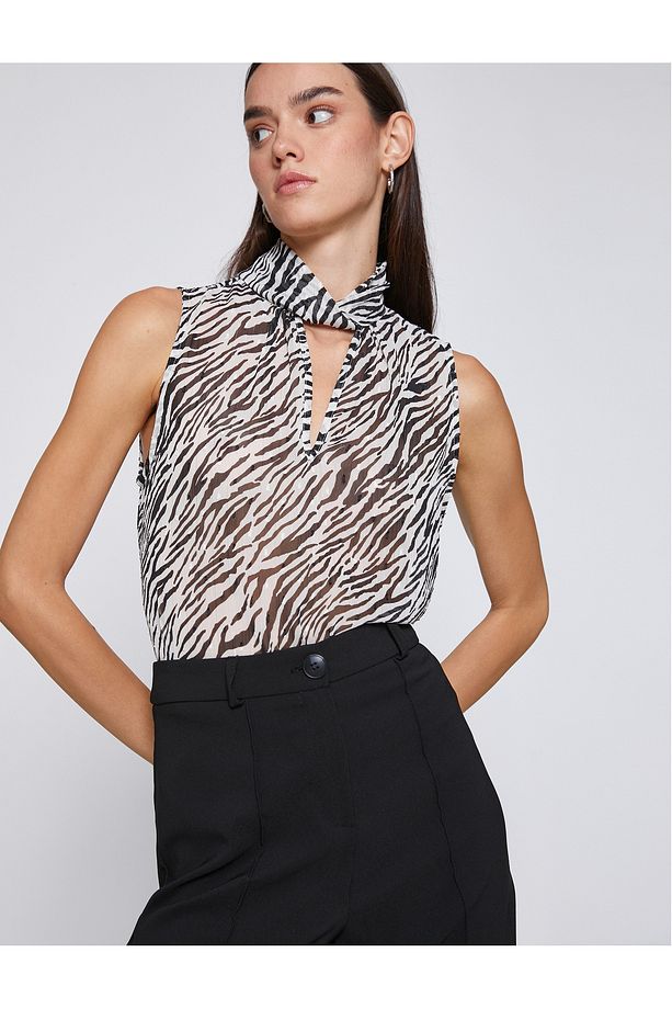 Zebra Desenli Şifon Bluz - 2