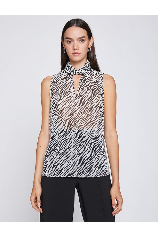 Zebra Desenli Şifon Bluz - 3