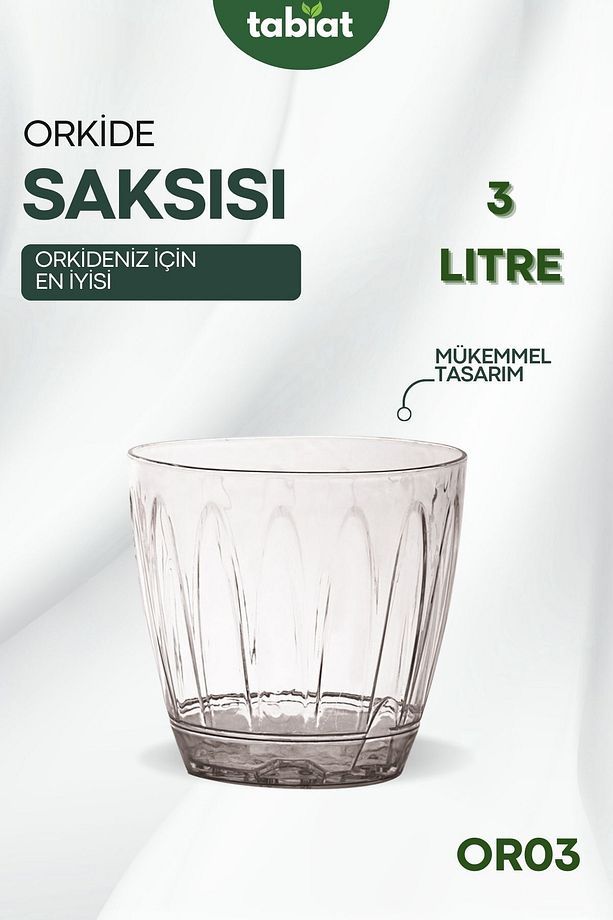 - Orkide Saksısı - Şeffaf Saksı - 3 Lt - 1
