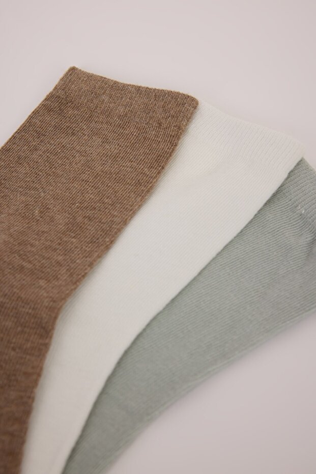 Kadın 3'lü Pamuklu Uzun Çorap C6465axns - 5