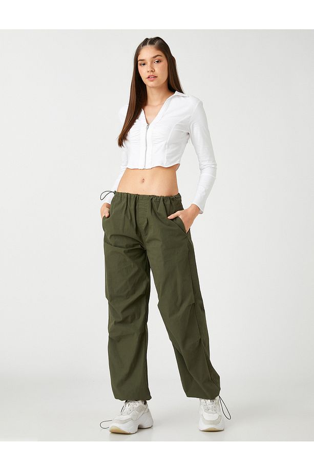 Crop Poplin Gömlek Önü Fermuarlı Uzun Kollu Manşet Yaka - 2