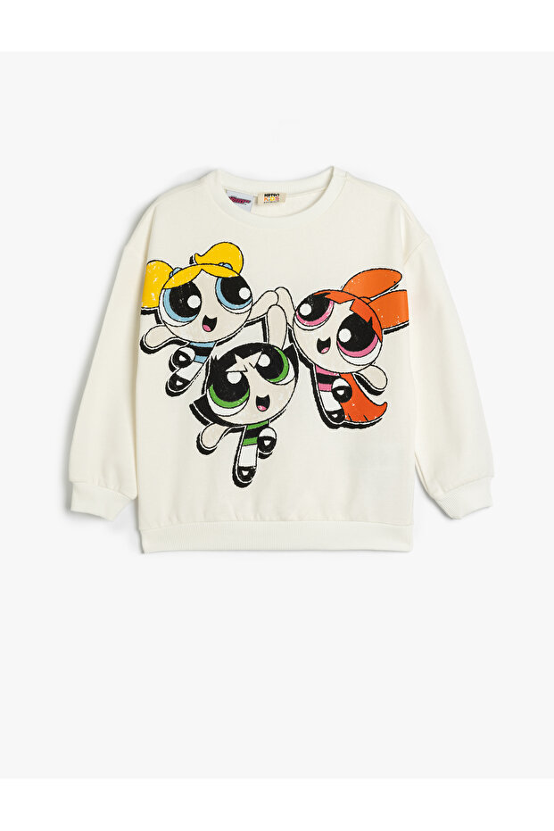 Powerpuff Girls Sweatshirt Licensed Long Sleeve Crew Neck With Ribbon