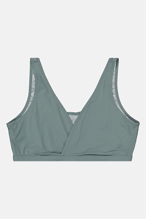 Women Textured Non Padded Bra, Sage Green