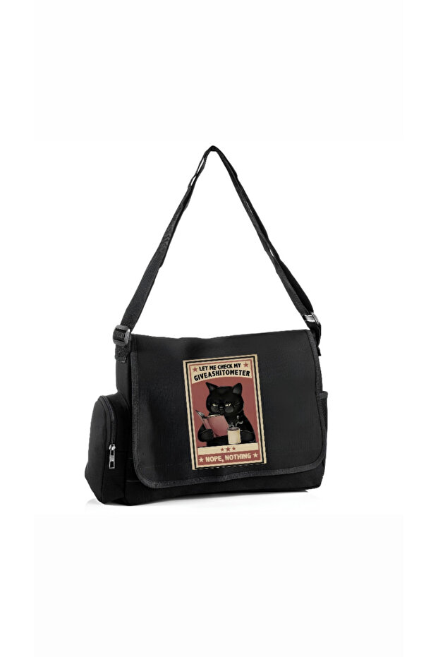 Cat Messenger Bag Adjustable Belt and Zippered Pockets