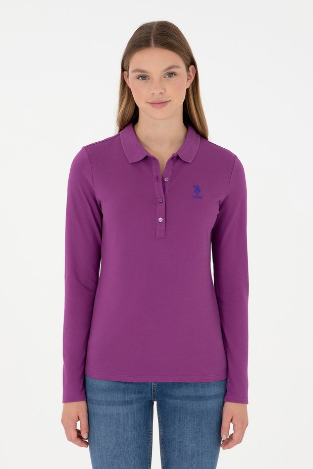 Women's Violet Basic Polo Neck Sweatshirt 50297906-Vr037