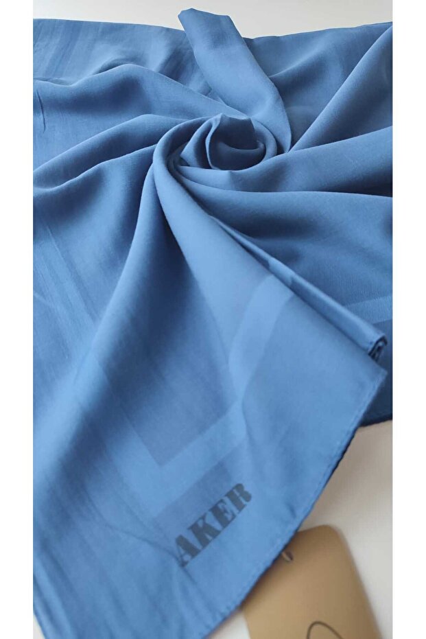 924 Model Saks Blue Plain Bumbac Eșarfă - 3