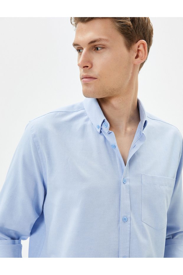 Classic Shirt Long Sleeve Button Pocket Detailed