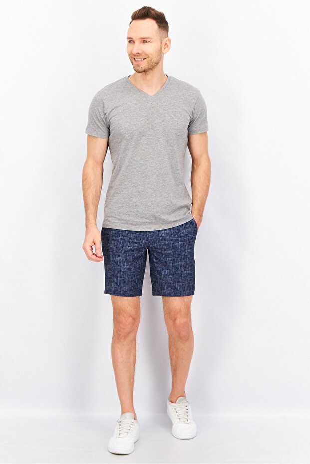 شورت رجالي أساسي سادة، أزرق داكن - 4