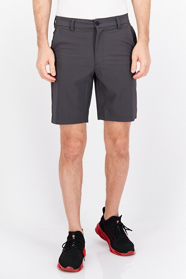 شورت تدريب رجالي بقصّة Slim Fit سادة، رمادي