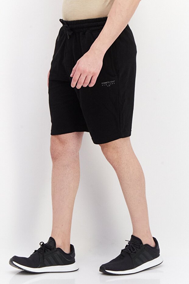 Men Graphic Basic Shorts, Black - 4