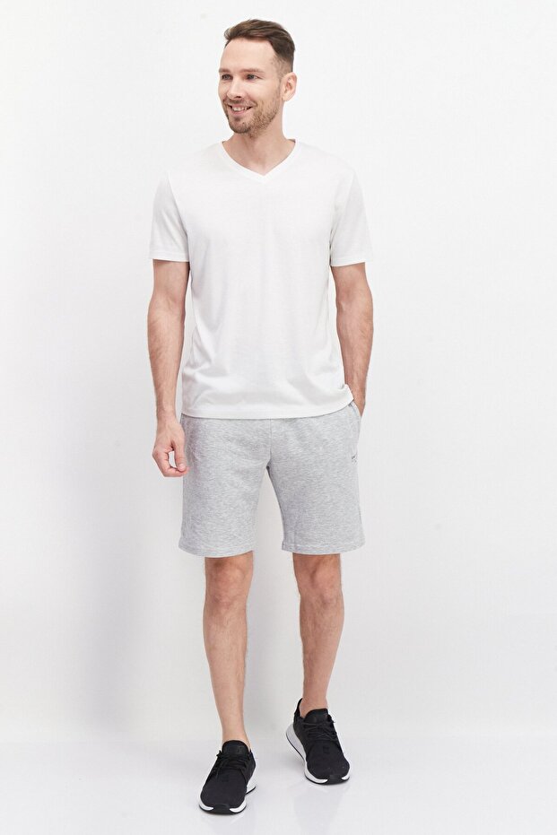 شورت رجالي أساسي برباط، رمادي - 3