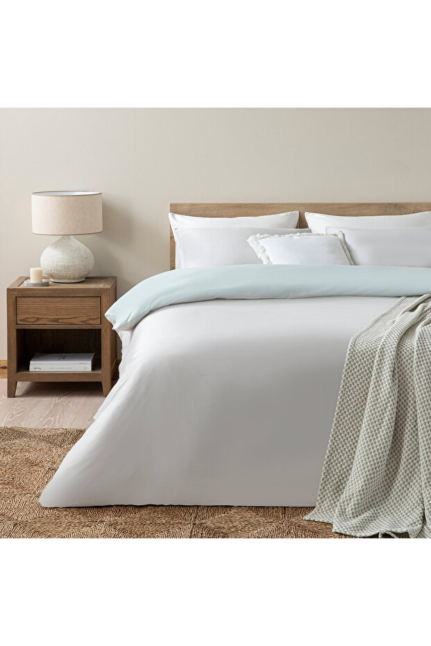 Bettıe 100% Cotton King Size Duvet Cover Set 230X220 cm Cold Gray/Seladon