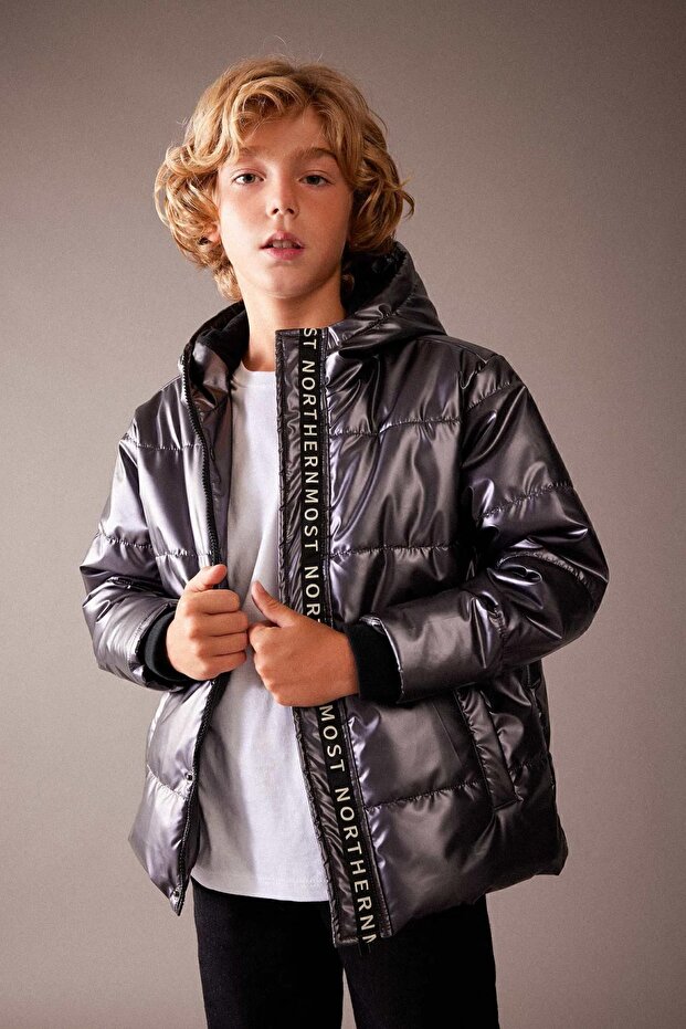 Boy's Fleece Lined Hooded Puffer Jacket - Water Repellent A2727A823Cw
