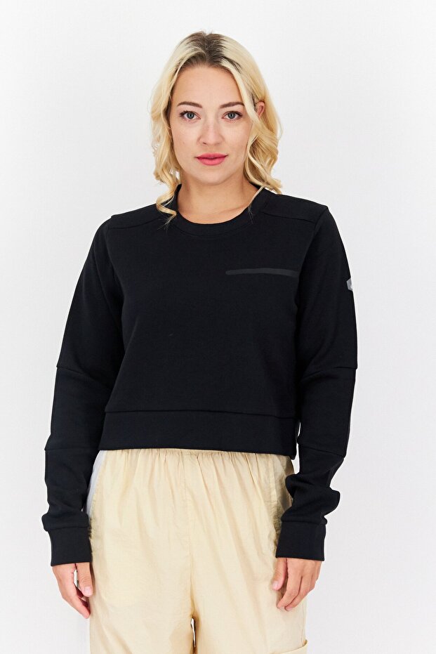 Women Sportswear Fit Long Sleeve Training Crop Sweatshirt, Black