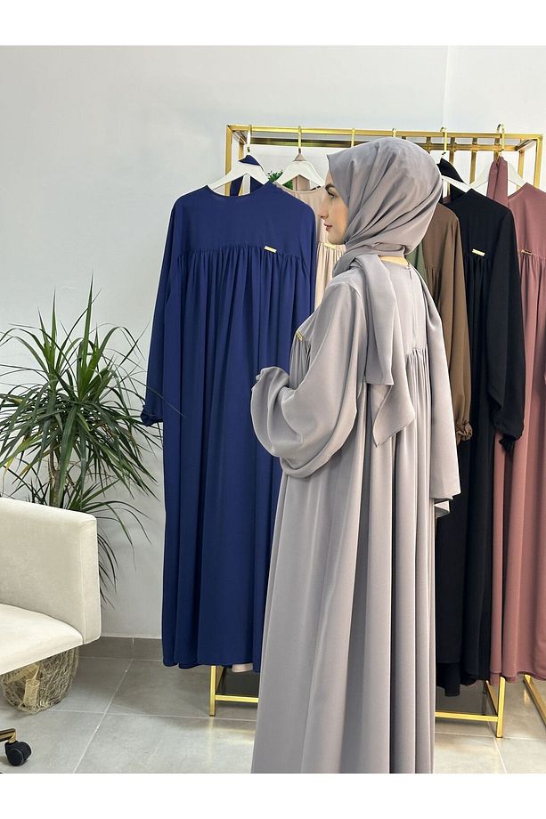 Şallı Ve Üsten Robalı,Kemerli Elbise Takım .Hijap ,Abaya (Hac Ve Umre Için Uygundur) gri - 3