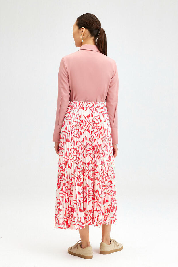 PATTERNED PLEATED SKIRT - 5
