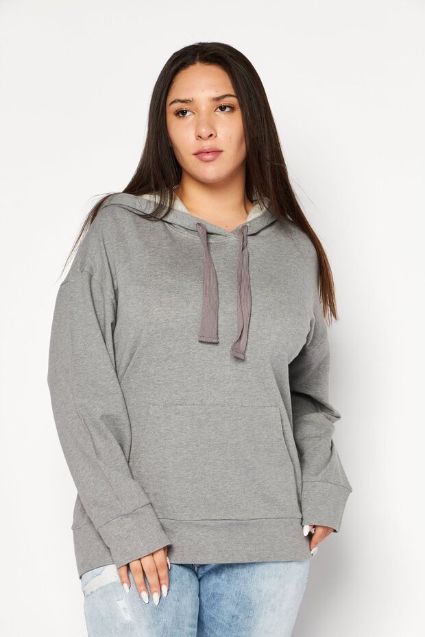 Women Hooded Heather Sweatshirt, Dark Grey