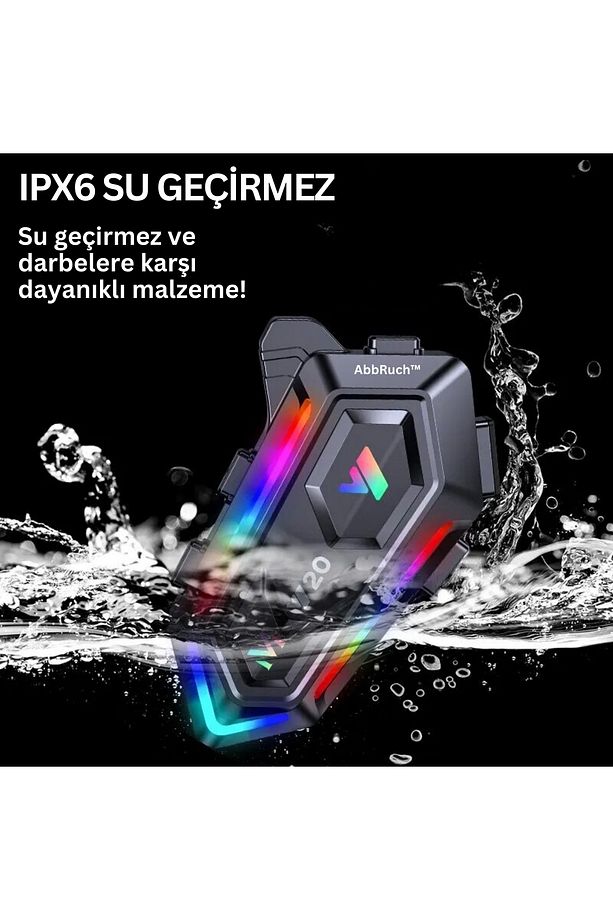 İntercom Motosiklet Kask Kulaklık RGB Işıklı Kask İçi Bluetooth Kulaklık Ve Mikrofon Su Geçirmez Y20 - 5
