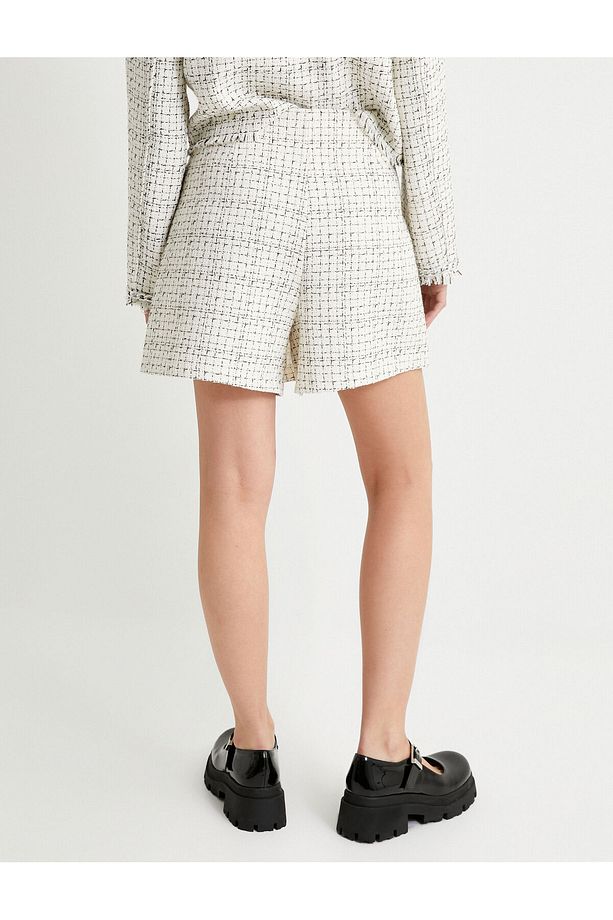 Mini Tüvit Şort Etek Kruvaze Slim Fit - 4