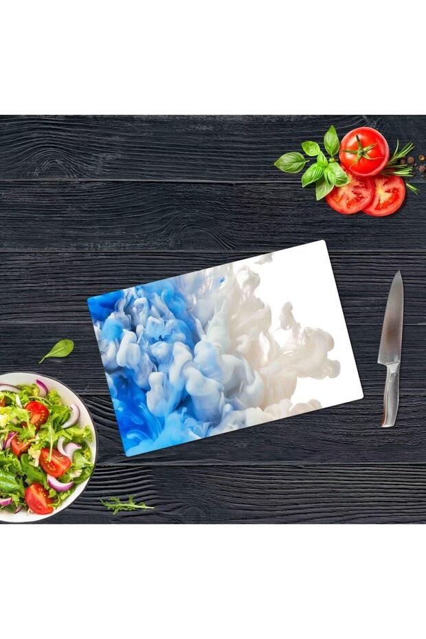 20×30 سم - دخان أزرق - لوح تقطيع زجاجي